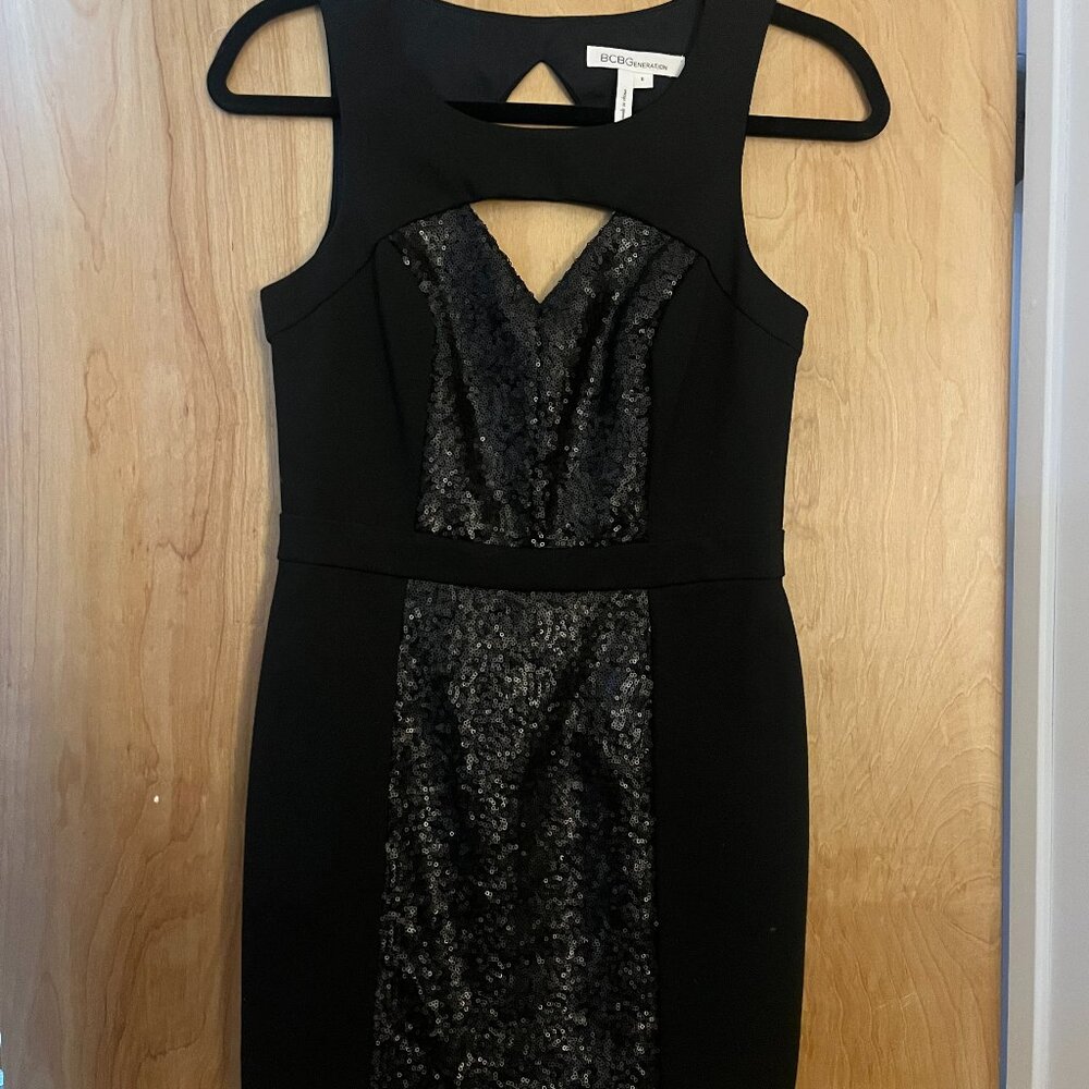BCBGeneration Black Mini Dress with Sequins Size 6